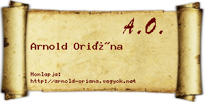 Arnold Oriána névjegykártya